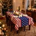 3 Pack 4th of July Decorations Table Cloth Rectangle 54 x 108 inch Plastic Tablecloth Disposable Rectangle Leakproof for Memorial Day DecorationsParties, Picnic (American Flag Style)