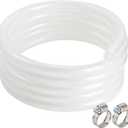 3/4" ID 25 ft High-Pressure Braided Clear PVC Tubing, Flexible Resistant Vinyl Hose, Heavy-Duty Reinforced Vinyl Hose Tubing, with 2 Clamps