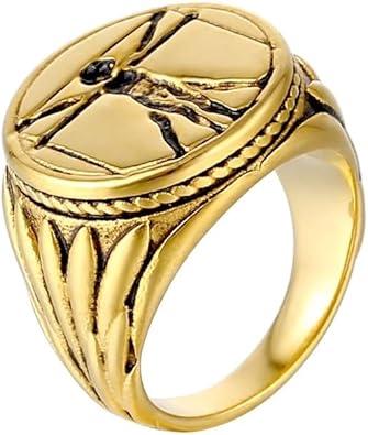 Planet '79 Vitruvian Man Classic Signet Ring 18K Gold Plated Stainless Steel Classic Design 8