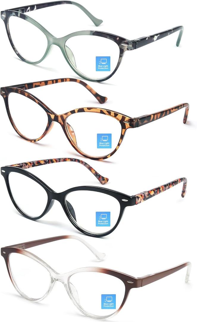 HEEYYOK 0.75 Reading Glasses For Women Small face Cateye Readers for Women Cheaters Reading Glasses Blue Light Blocking Womens Reader