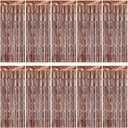 10 Pack Brown Backdrop Curtain 3.2ft x 8.2ft Metallic Tinsel Foil Fringe Curtains Photo Booth Background for Birthday Party Decoration Baby Shower Engagement Wedding Christmas Decoration (Brown)