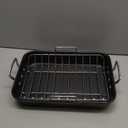 KITESSENSU Nonstick Roasting Pan with Rack 15 x 11 inch - Turkey Roaster Pan for Ovens - Wider Handles & Heavy Duty Construction, Gray