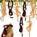 Chivao 12 Packs Stuffed Monkey Hanging Stuffed Animal Plush Monkey Toy with Hook and Loop Fasteners Hands 20 Inch Large Plush Animal for Adults Gifts Decors(Brown, Khaki)