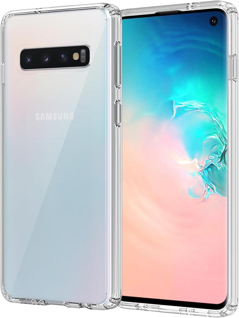 for Samsung Galaxy S10 Case Clear, Anti-Yellowing 6.1 Inches Slim Fit Heavy Duty Protection Wireless Charging Lightweight TPU and PC Shockproof Anti-Slip Transparent Protective Phone Cover