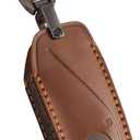 OLLEN Genuine Leather Key Fob Cover, Compatible with BMW 2023 2024 2025 New 5 Series 7 Series 740i 760i X1 X5 X6 X7 XM IX IX3 I5 I7 Premium Leather Smart Remote Key Protector, Brown