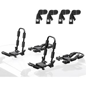 Leader Accessories Folding Kayak Rack 4 PCS/Set J Bar Car Roof Rack for Canoe Surf Board SUP On Roof Top Mount on SUV, Car and Truck Crossbar with 4 pcs Tie Down Straps