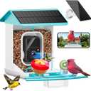 Smart Bird Feeder with Camera-AI Identify 11,000+ Species, 2K HD Auto Capture Birds Video & 64G TF Card, Solar-Powered Wireless Outdoor Design, Birdhouse with Built-in Two-Way Microphone (Light Blue)