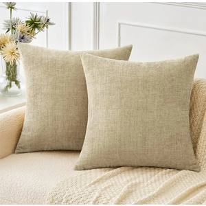 MIULEE Pack of 2 Couch Throw Pillow Covers 22x22 Inch Spring Soft Sage Green Chenille Pillow Covers for Sofa Living Room Solid Dyed Pillow Cases