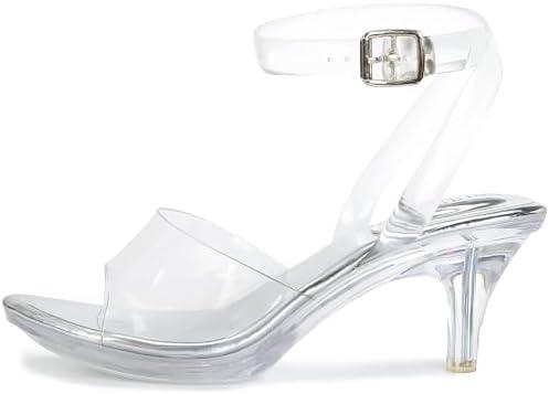 NBUUNBU Clear Strappy Heels For Women Transparent Ankle Strap Platform High Heeled Sandals Sexy Stiletto Comfortable Crystal Dress Shoes Adjustable Buckle Open Toe Pump Mules Size 41