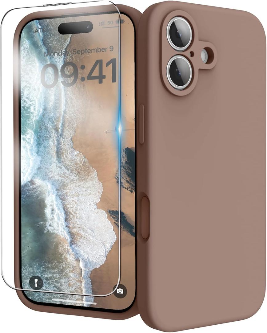 INGIDO for iPhone 17 Case, Liquid Silicone Cover with Camera Protection Anti-Scratch Soft Microfiber Lining Shockproof Protective Phone Case for iPhone 17 6.3", Light Brown