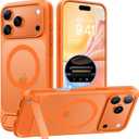 TORRAS Strong Magnetic & Seamless Stand for iPhone 17 Pro Max Case, Fit for MagSafe, Military Grade Drop Protection, Adjustable Kickstand for iPhone 17 Pro Max Case Translucent Matte Orange