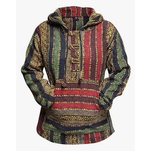 Shopoholic Fashion Women Multicolored Hippie Pullover Hoodie Boho Baja, XXL