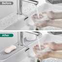 Faucet Mat for Kitchen Sink, BOJDOPIE Diatomaceous Earth Water Absorbing Stone Tray, Kitchen Sink Splash Guard for Kitchen Bathroom Countertop (17.7 x 3.9", Light Grey)