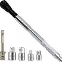 Offset Extension Wrench for Electric Drill, with 4 Socket Adapters and 1 1/2" Electric Drill Adapter, Impact Wrench Extender for Socket Sets, Slim Design for Tight Spaces