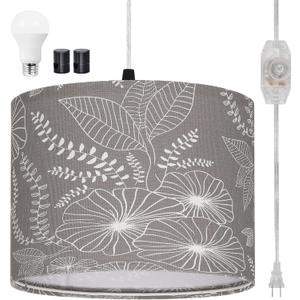 Plug in Pendant Light, Hanging Light with Plug in Cord with Dimmable Switch, Hanging Lamp with 15 ft Clear Cord, Grey Pendant Light Fixture for Bedroom (Gray)