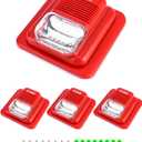 QWORK 4 Pack Wired Sound & Light Fire Alarm Warning Strobe Siren Horn, 12 / 24V DC