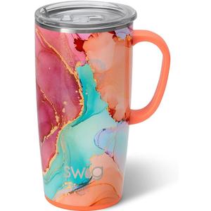 Swig Life 22oz Travel Mug, Insulated Tumbler with Handle and Lid, Cup Holder Friendly, Dishwasher Safe, Stainless Steel, Travel Coffee Cup, Insulated Mug with Lid (Dreamsicle)