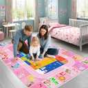 BATATADOCE Alphabet Rugs for Kids Playroom - Cartoon Kids Bedroom Rug Play Mat for Learning Alphabet,Numbers,Animal,Colors,Season,Cute Classroom Rug for Children Girls Bedroom Decor,Pink,4x6 Feet