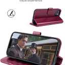 OCASE Compatible with iPhone 14 Wallet Case, PU Leather Flip Folio Case with Card Holders RFID Blocking Kickstand [Shockproof TPU Inner Shell] Phone Cover 6.1 Inch 2022 (Burgundy)