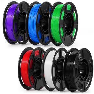 Dynta 3D Printer Filament 250g 53mm Spool - 1.75mm High Precision Regular PLA Compatible with FLASHFORGE, Bambu Lab A1, Creality Ender-3 V3, Black, White, Red, Green, Blue, Purple for Beginners,  6Pcs