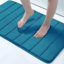 Buganda Memory Foam Bath Mat, 34" x 20", Ultra Soft and Non-Slip Bathroom Rugs, Water Absorbent and Machine Washable Bath Rug for Bathroom, Shower, and Tub, Peacock Blue