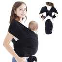 Baby wrap Carrier,Softness Organic Cotton,Breathable Adjustable Strap Baby Hold Carrier for Newborn Up to 40 lbs (Black)