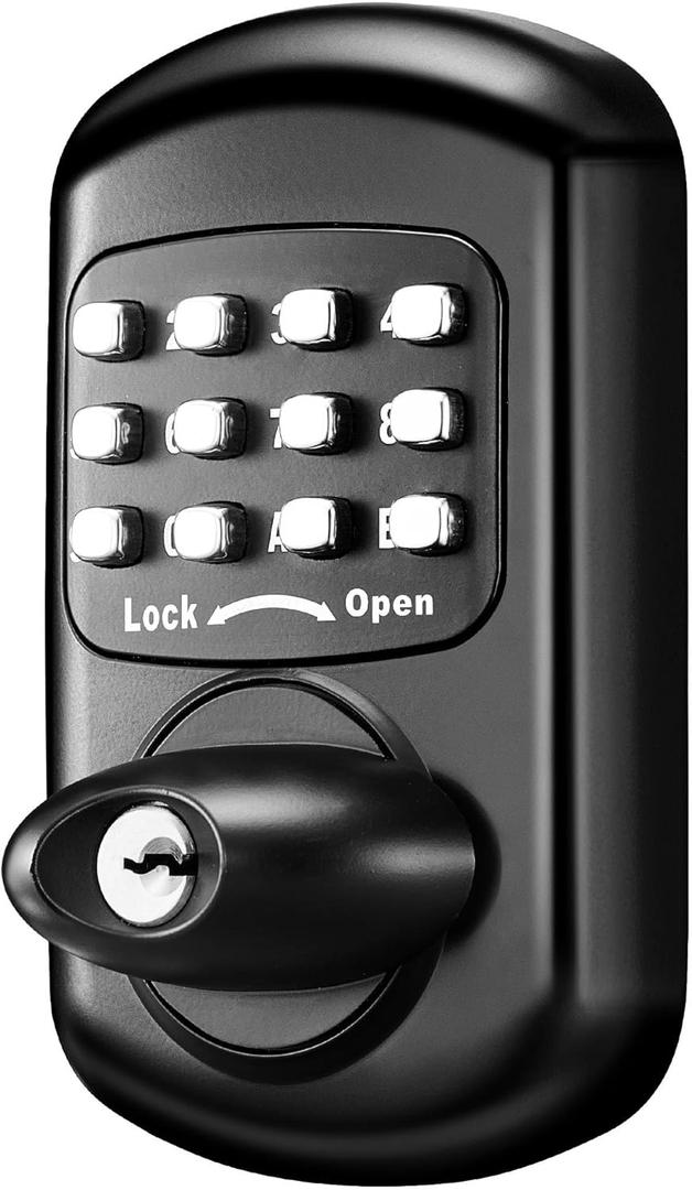 Keyless Deadbolt Keypad Entry Door Lock Zinc Alloy Sabbath Lock 100% Mechanical Shabbos Lock- No Risk of Low Power, Black