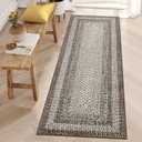 RUGSREAL Runner Rug for Hallway Kitchen Runner Rug 2x10, Machine Washable Long Runner Throw Carpet with Rubber Backing, Stain Resistant Braided Printed Entryway Carpet for Bedroom Living Room, Mocha
