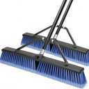 24 inches Push Broom Outdoor for Deck Driveway Garage Yard Patio Concrete Floor Cleaning-Blue-2 Pack