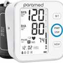 Paramed Blood Pressure Monitor - Bp Machine - Automatic Upper Arm Blood Pressure Cuff 8.7-16.5 inches - Large LCD Display 120 Sets Memory - Device Bag & Batteries Included