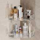 MAKIOTEKO 2 Pack Acrylic Corner Shower Caddy, Adhesive Shower Organizer Bathroom Organizer Shelves Bath Toy Holder Storage for Bathroom
