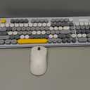 Wireless Keyboard Mouse Combo, Full Size Colorful Round Keycaps Bluetooth Keyboard with Numeric Keypad, Silent 2.4GHz Mouse, Typewriter Computer Keyboard and Mouse Set for Laptop, PC, Windows (Gray)