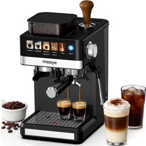 Espresso Machine with Grinder,20Bar Compact Espresso Maker with Steam Milk Frother,Coffee Maker for Home - Cappuccino Latte & Cold Brew Iced Coffee Maker & Americano, Gift for Women or Men