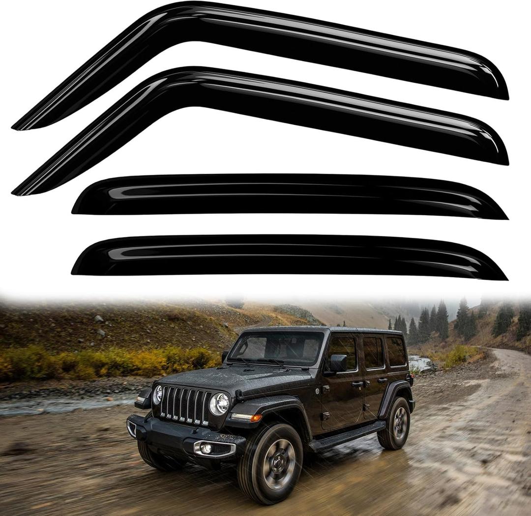 Window Visors Rain Guards for Jeep Wrangler JL 2018-2024