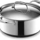 HexClad Hybrid Nonstick 5-Quart Dutch Oven with Stainless Steel Lid, Stay-Cool Handles, Dishwasher-Friendly, Oven-Safe Up to 900F, Induction Ready, Compatible with All Cooktops