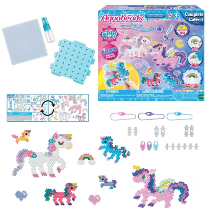 Aquabeads Mystic Unicorn Set, Complete Arts & Crafts Bead Kit for Children - over 1,500 beads, three keychains and display stand