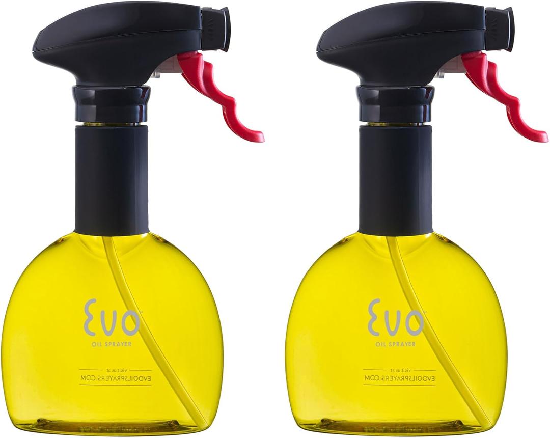 Evo Oil Sprayer Minis, Non-Aerosol for Olive, Cooking Oils, and Vinegars, Yellow, 8-Ounce Capacity, Set of 2