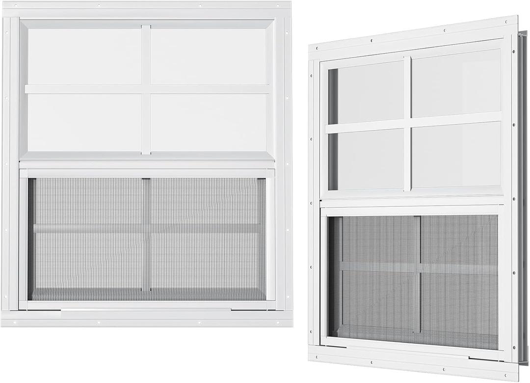 2 Pack Shed Windows 30" W x 36" H Flush Mount, Household Windows for Playhouses, Barns, Chicken Coop