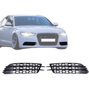 MOTOKU Pair Black Front Fog Light Mesh Grille Bezel Cover for Audi A6 C7 2012-2015 Left Driver and Right Passenger Side Honeycomb Type Grill Cover