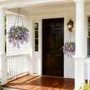 Artificial Hanging Flowers with Basket Plants - Wisteria Hanging Plants for Spring Outdoor Decoration, UV Resistant Fake Flowers Hanging Silk Flowers for Porch Patio Garden Yard Home Decor