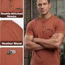 BOCOMAL Non FR - Men's Henley Work Shirts, Stretch-Cotton Relaxed Fit | 5.5oz Lightweight, EX-Soft, Breathable, Chest Pocket, Versatile Workwear - Ideal for Jobsite & Casual, Large