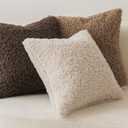 Foindtower 2 Pieces 22x22 Inch Neutral Cream, Faux Fur Throw Pillow Cover Accent Sherpa Pillow Fuzzy Soft Pillowcases Sheepskin Decorative Fleece Cushion Case for Bed Couch Living Room