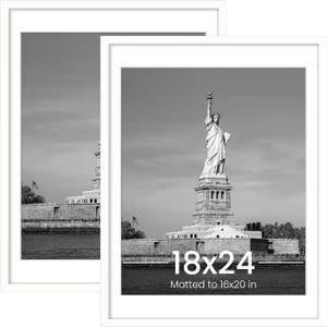 ENJOYBASICS 18x24 Picture Frame, Display Poster 16x20 with Mat or 18 x 24 Without Mat, Wall Gallery Photo Frames, White, 2 Pack