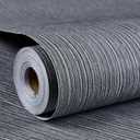 Haimin Grasscloth Wallpaper Textured 24in X 393in Fabric Contact Paper Gray Wall Paper Textured Linen Wallpaper Peel and Stick Self-Adhesive Thick Vinyl Embossed Film Wallpaper (Gray)