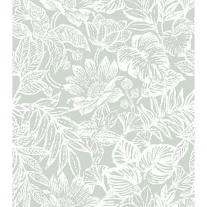 CiCiwind 17.3"393.7" Peel and Stick Wallpaper for Bathroom Bedroom Green and White Floral Removable Self Adhesive Modern Contact Paper Tropical Leaf Wall Paper Laundry Room Papel Tapiz para Pared