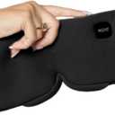 Heated Eye Mask Cordless Rechargeable Warm Eye Mask with 4 Heat Levels Completely Blackout Comfort for Sleep & Travel - Mothers Day Gifts Self Care for Mom & Grandma(Black Night)