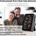 Professional Indoor Air Quality Monitor with AQI Alerts, Portable Real-Time Detector for Home, Car, Plants & Pet (Advanced Black)