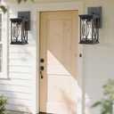 Bestshared Modern Outdoor Wall Lantern  Black Exterior Light Fixture with Seeded Glass, Weather-Resistant Sconce for Porch, Patio, Garage, Front Door (Black, Regular-1 Pack)