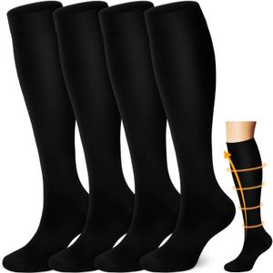 ACTINPUT Copper Compression Socks Men Women Circulation 4 Pairs-Best Support for Nurses,Running,Cycling Size 4 XL