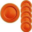Umisriro Orange Beaded Charger Plates, Set of 6, 13 Inch Plastic Round Chargers for Dinner Plates, Party, Wedding, Birthday (Orange, 6)